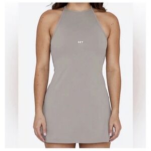 SET ACTIVE Women's Gray Sportbody Athletic Dress XL Shorts Stretch Open Back‎